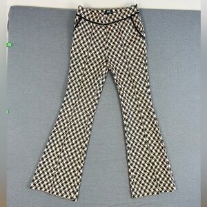 Anthropologie Black and Cream Flare Patterned Bell Bottom Pants